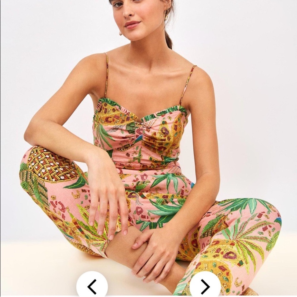 Farm Rio Mixed Fruit Pink Jumpsuit Size Large